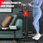 Foldable Design for Easy Storage: A woman is standing next to a foldable chair, which can be easily stored when not in use. The chair is designed to be compact and portable, making it a convenient option for those who need a quick and easy storage solution.