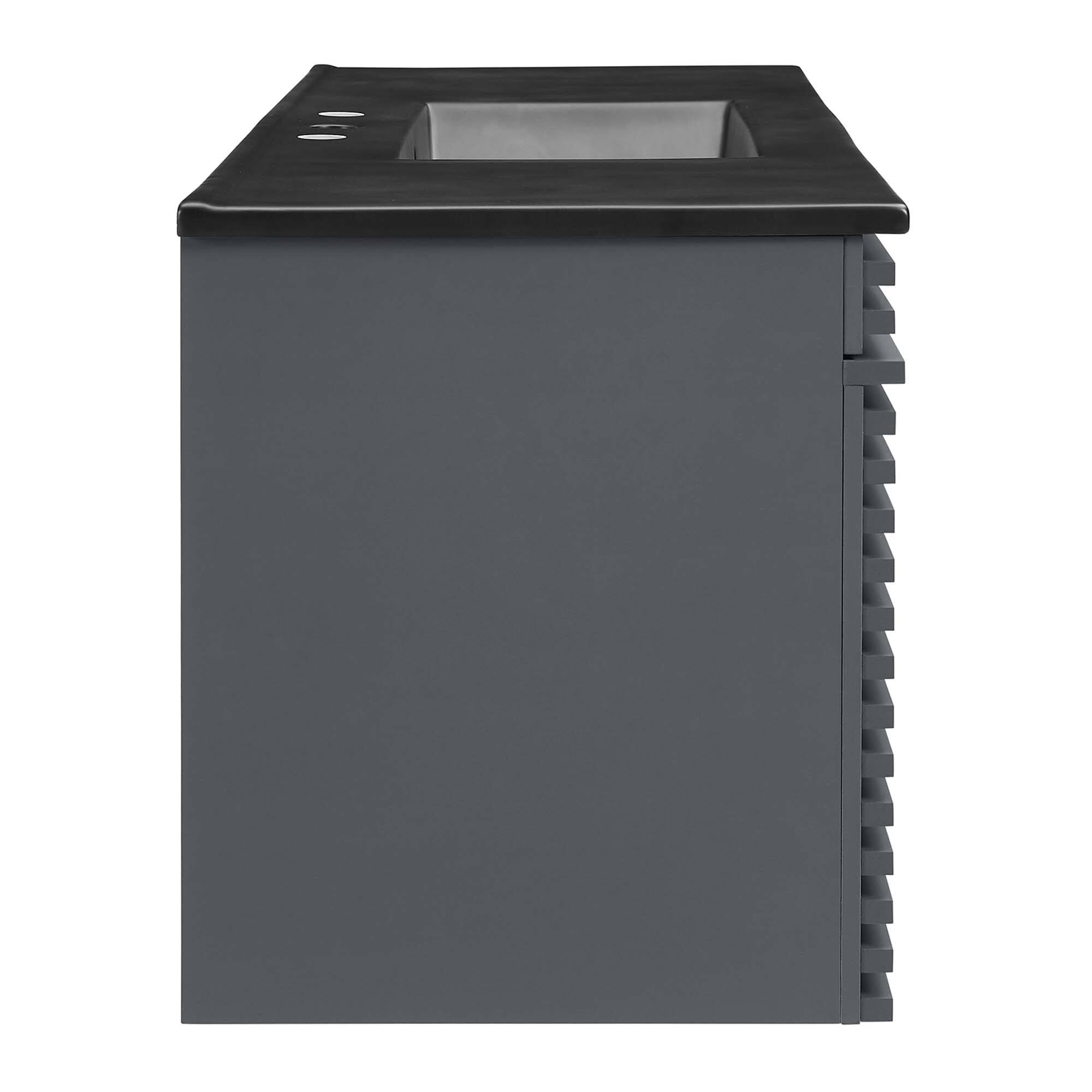 Alt View 1. Modway - Render 48" Wall-Mount Bathroom Vanity Basin Included by Modway - Gray Black.