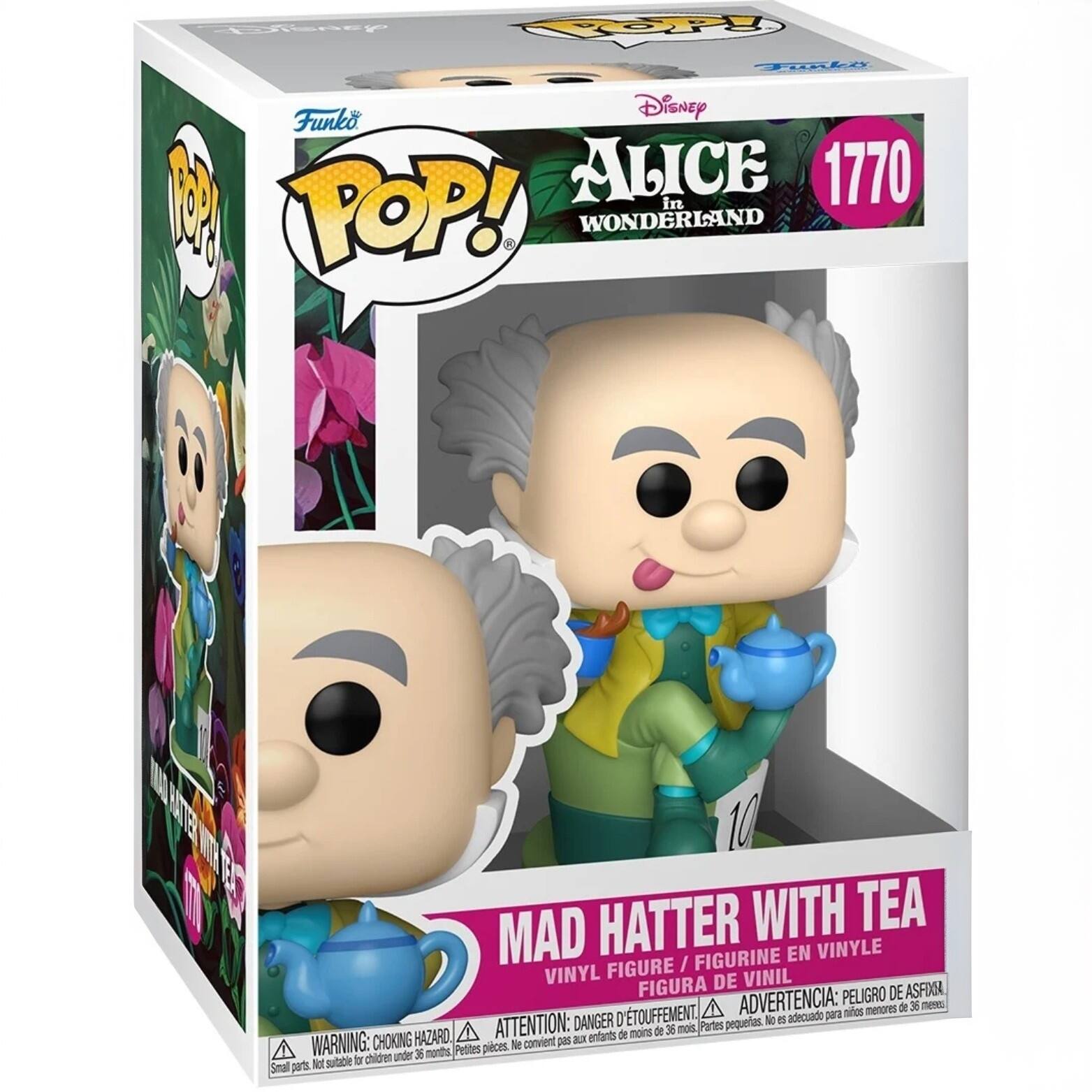 Disney POP! Funko Funko Disney ALICE 1770 COM POP! WONDERLAND in MAD HATTER WITH TEA VINYL FIGURE / FIGURINE EN VINYLE VINYL FIGURA DE VINIL ADVERTENCIA: PELIGRO DE ASFOGAS, menores de 36 meses D'TOUFFEMENT, adecuado para nios DANGER pequerias. No 55 CHOKING HAZARD, ATTENTION: pas aux enfants de moins de 36 mois, Partes WARNING: Petites, pieces. Ne convient for children under 36 nonths, Small parts. Not suitable