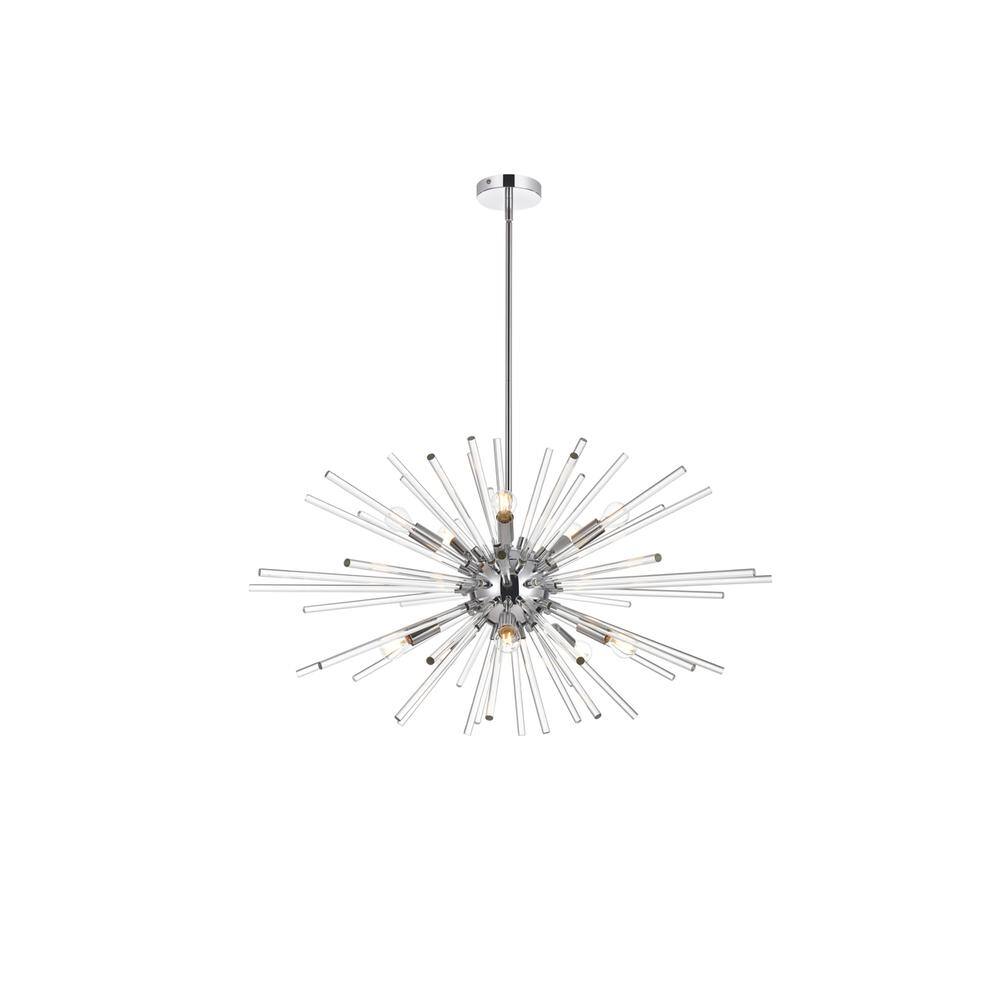 Back. Elegant Lighting - Sienna 32 inch crystal rod pendant in chrome - Chrome.
