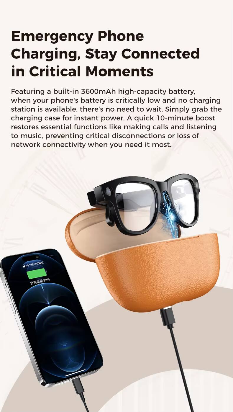 Emergency Phone Charging, Stay Connected in Critical Moments

Featuring a built-in 3600mAh high-capacity battery, when your phone's battery is critically low and no charging station is available, there's no need to wait. Simply grab the charging case for instant power. A quick 10-minute boost restores essential functions like making calls and listening to music, preventing critical disconnections or loss of network connectivity when you need it most.