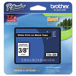 Brother - P-Touch TZE325 0.35 in. x 26.2 ft. TZe Standard Adhesive Laminated Labeling Tape - White on - Black