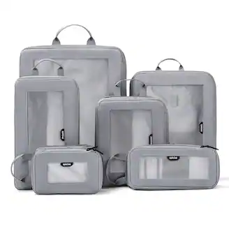 EPICKA TripCozy Compression Packing Cubes - 6 Set Durable Travel organizer Bags with Mesh Top for Carry on (Light Grey)