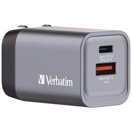 Verbatim - 32200 35 Watts 2-Port GaN Wall Charger - Black/Gray - Black/Gray
