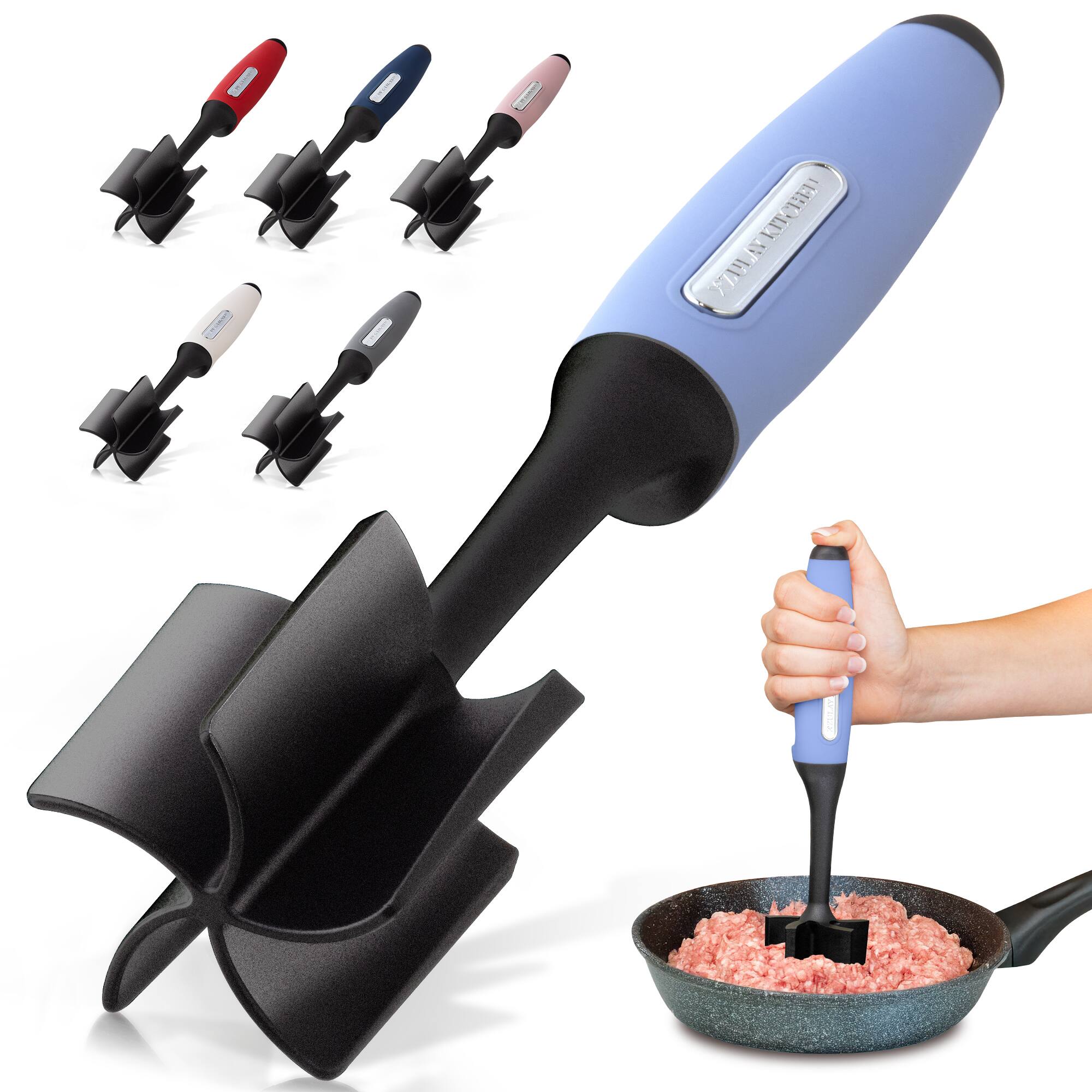 Zulay Kitchen - 5-Blade Meat Chopper, Pinwheel Design Ground Meat Masher with Comfortable Grip - Periwinkle