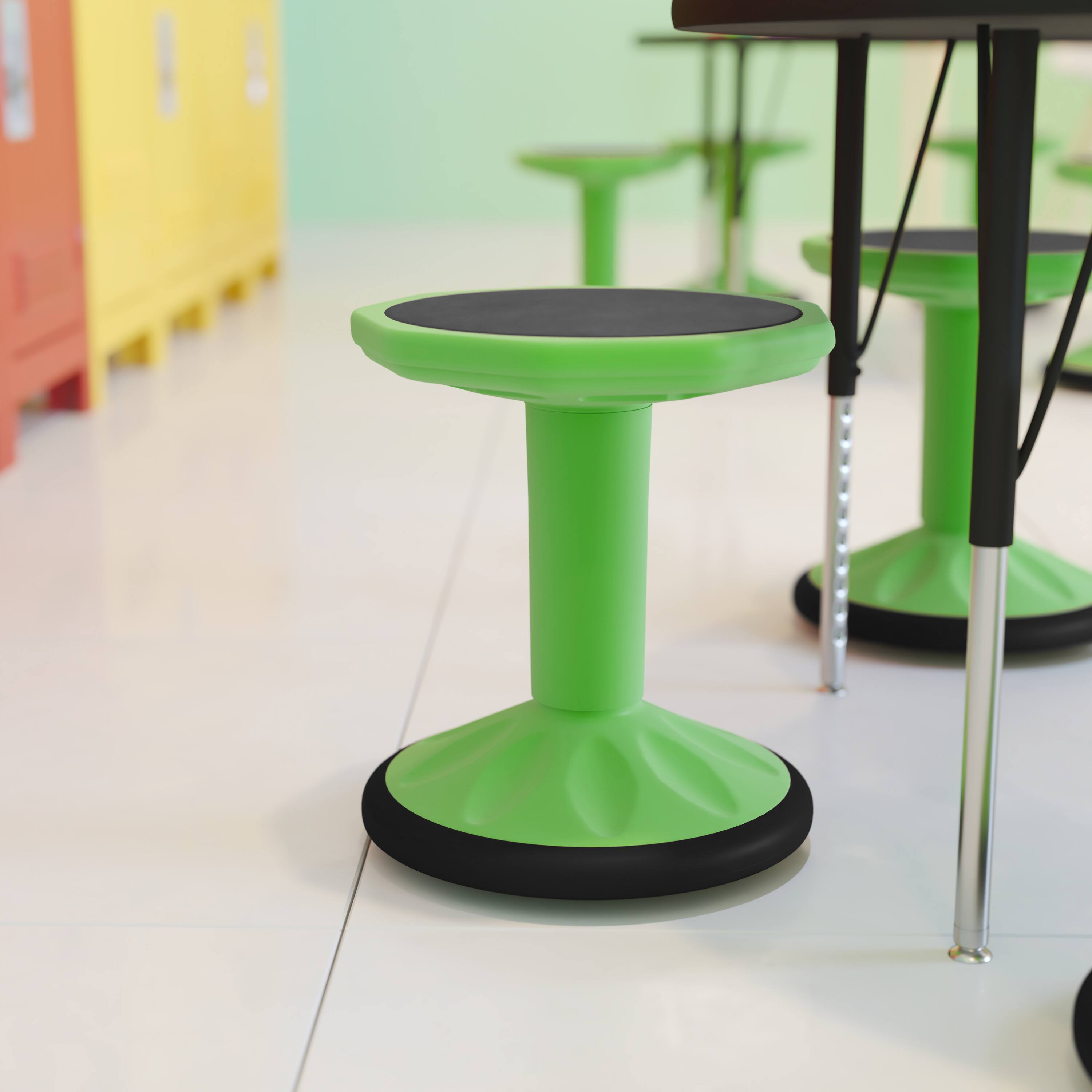 Alt View 2. Flash Furniture - Lucas Fixed Height Kids Flexible Active Stool for Classroom and Home with Non-Skid Bottom in Green, 16" Seat Height - Green.