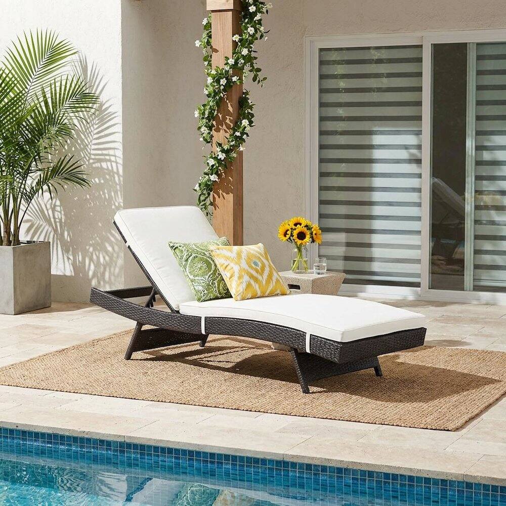 Angle. Outdoor Escape - Outdoor Patio Chaise With Cushioned Seat For Comfortable Lounge - Gray.