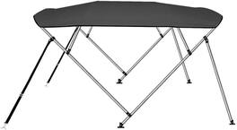 SereneLife - 4 Bow Bimini Top Boat Cover – 96" L x 85-90" W x 54" H, Durable 1" Aluminum Frame, Waterproof & UV-Resistant - Gray