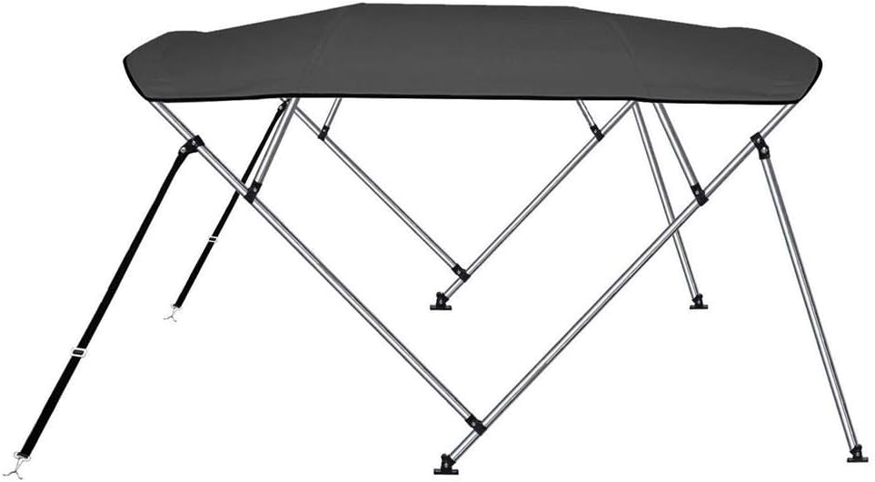 Front. SereneLife - SereneLife 4 Bow Bimini Top Boat Cover – 96" L x 85-90" W x 54" H, Durable 1" Aluminum Frame, Waterproof & UV-Resistant - Grey.
