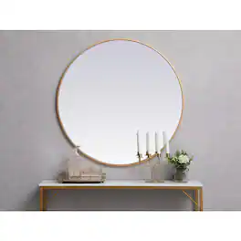 Elegant Decor - Metal frame round mirror 39 inch - Brass