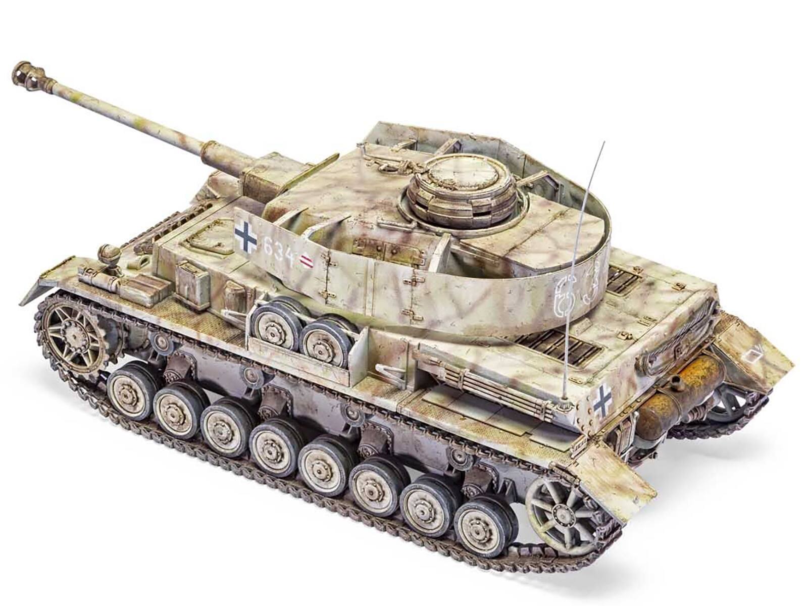 Left. Airfix - Level 3 Model Kit Panzer IV Ausf.H "Mid Version" Tank with 2 Scheme Options (Level 3) 1/35 Plastic Model Kit by Airfix - Multi.