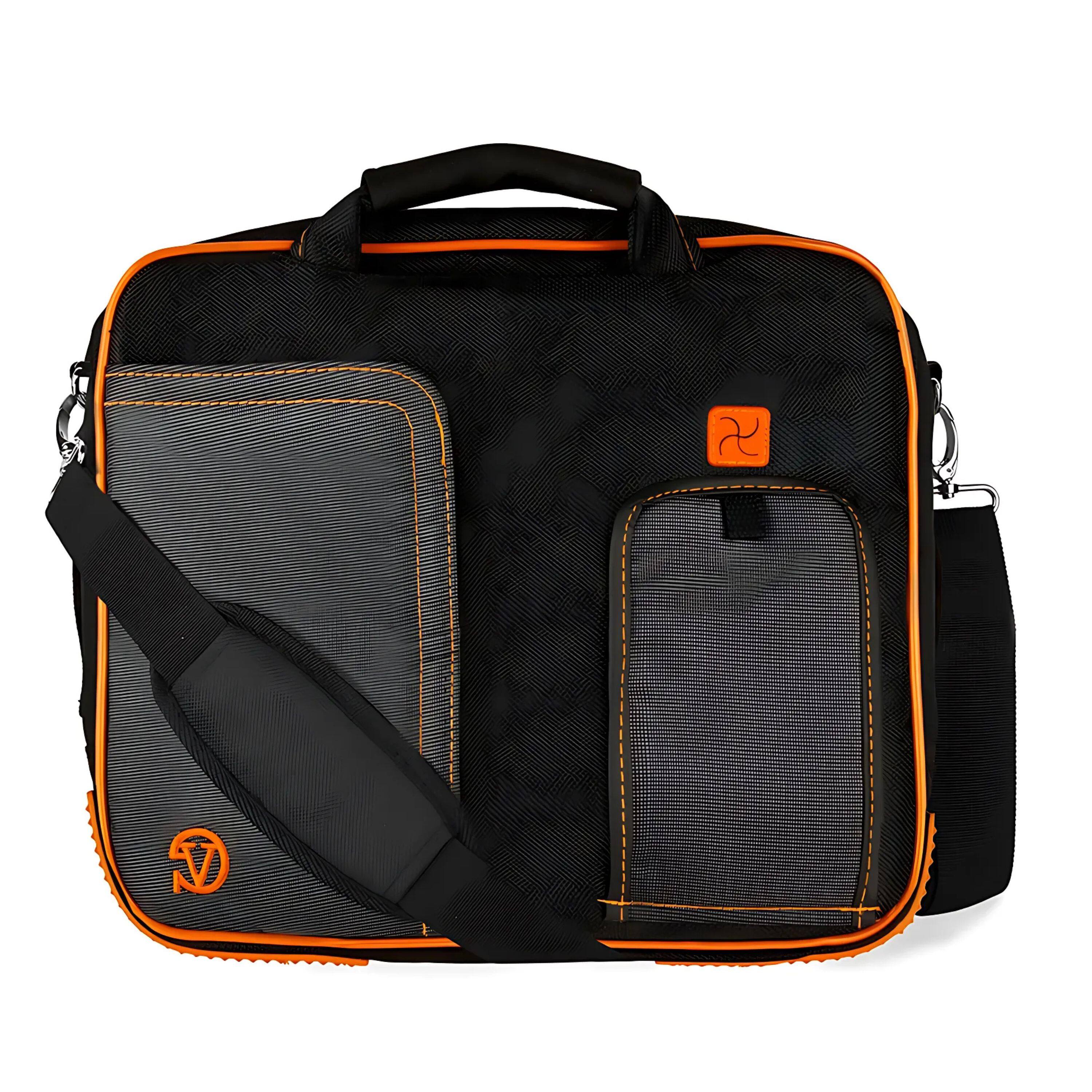 Front. Kitcheniva - Tablet Travel Sleeve Case Shoulder Bag For 11" iPad Orange - Orange/Black.