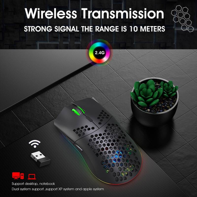 Wireless Transmission  
STRONG SIGNAL THE RANGE IS 10 METERS  
2.4G  
Support desktop, notebook  
Dual system support, support XP system and apple system
