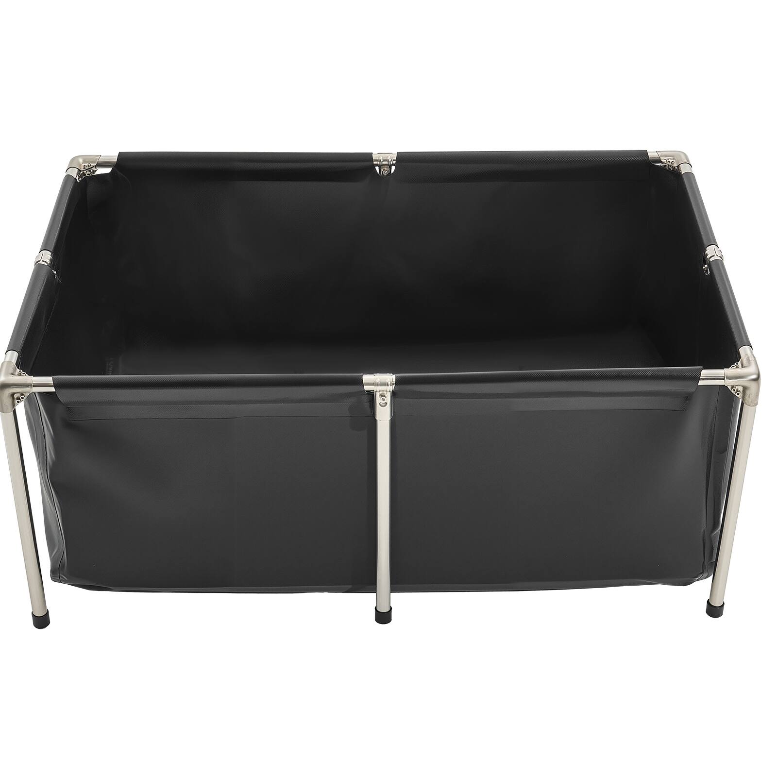 Alt View 5. VEVOR - Canvas Fish Pond, 126.8 Gal Above Ground Fish Pond, Foldable PVC Koi Tank, Rectangular Goldfish Tank with Stable Frame - Black.