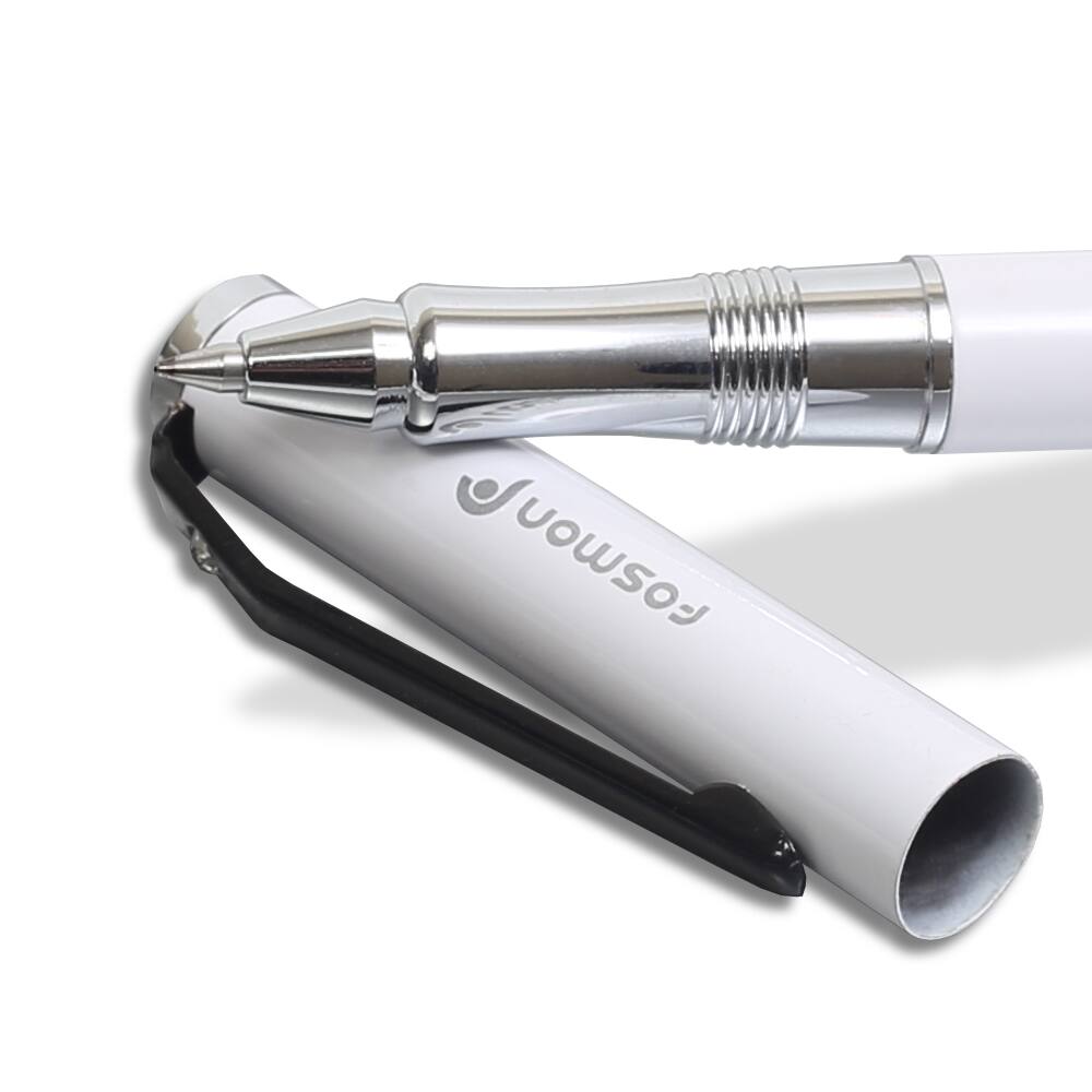 Left. Fosmon - 2x Universal Stylus Pen for iPad iPhone Tablet Stylus Pens for Touchscreen, Black Ink Ballpoint Pen Cap Stylus Tip,White - White.