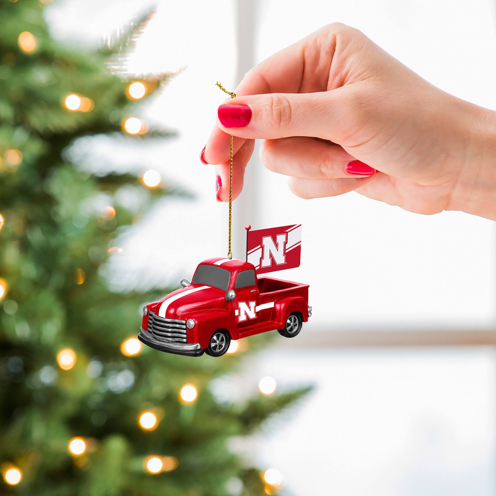 Alt View 2. Evergreen Enterprises - Nebraska Huskers 3" Rally Truck Two-Piece Ornament Set - Multicolor.