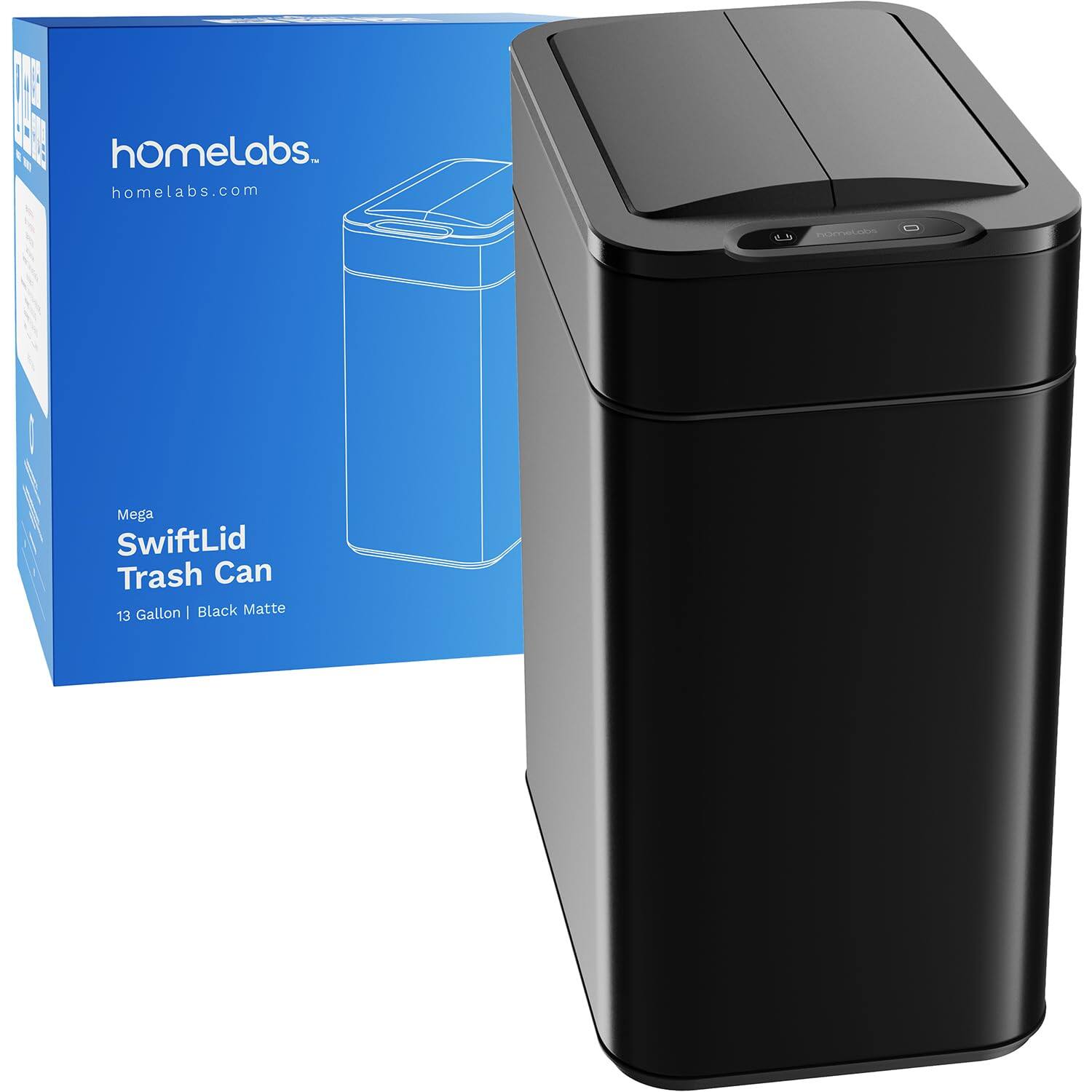 homelabs. homelabs.com Mega SwiftLid Trash Can 13 Gallon | Black Matte