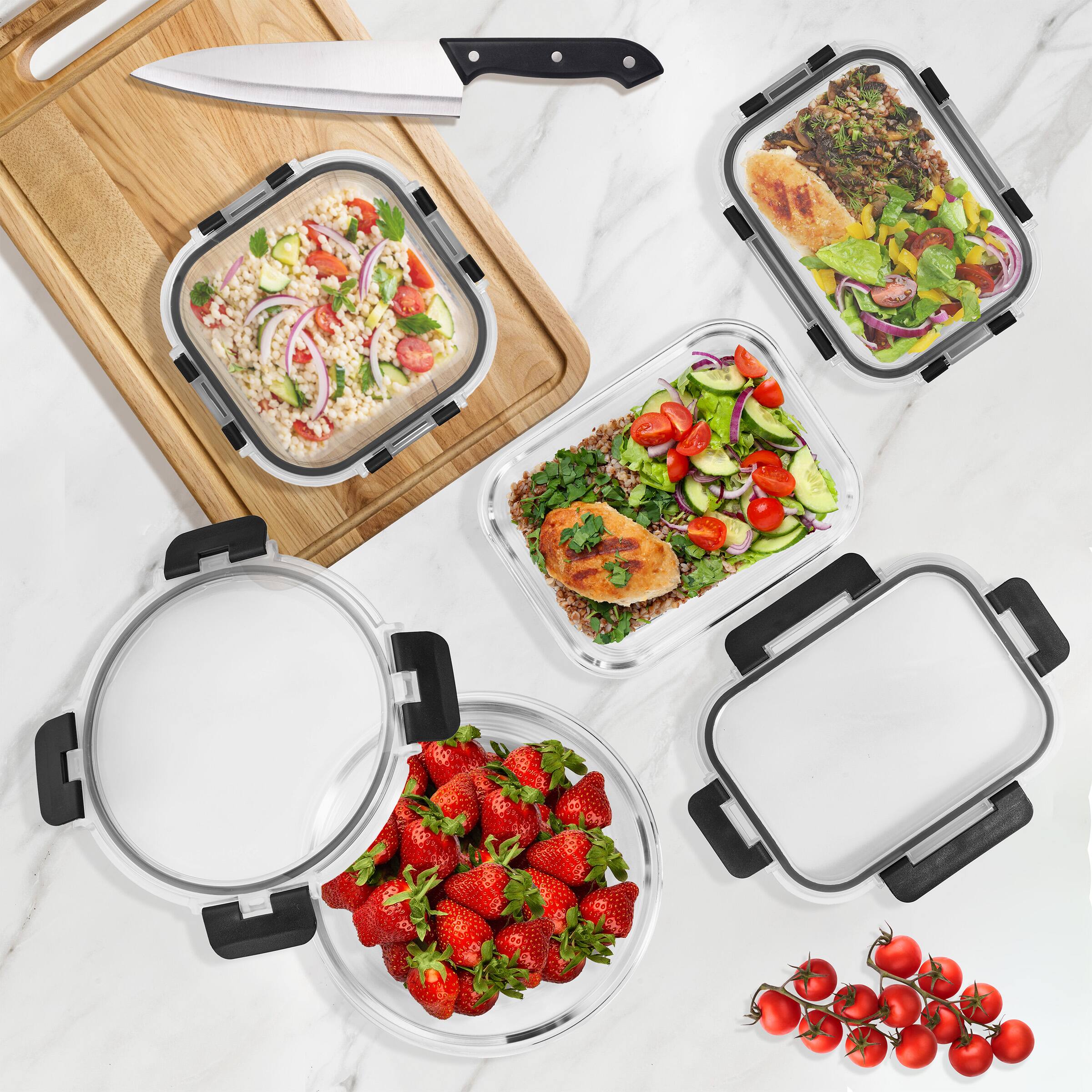 Left. Sorbus - Sorbus 20 Piece Rectangular (630ml/ 21.3oz/ 2.6cups) Glass Meal Prep Containers with Airtight Lids - Oven Safe - Clear.