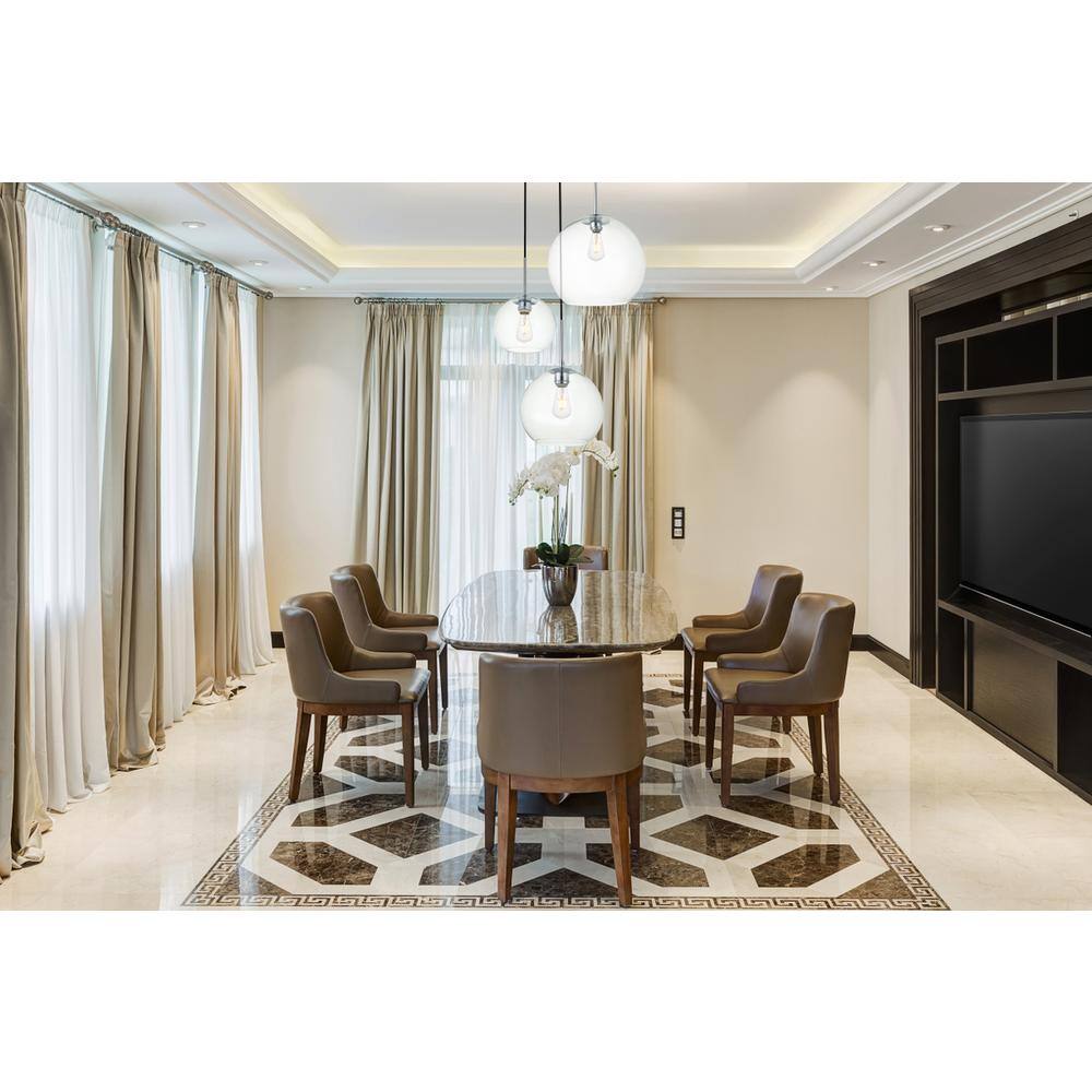 Angle. Living District - Baxter 3 Lights Chrome Pendant With Clear Glass - Chrome And Clear.