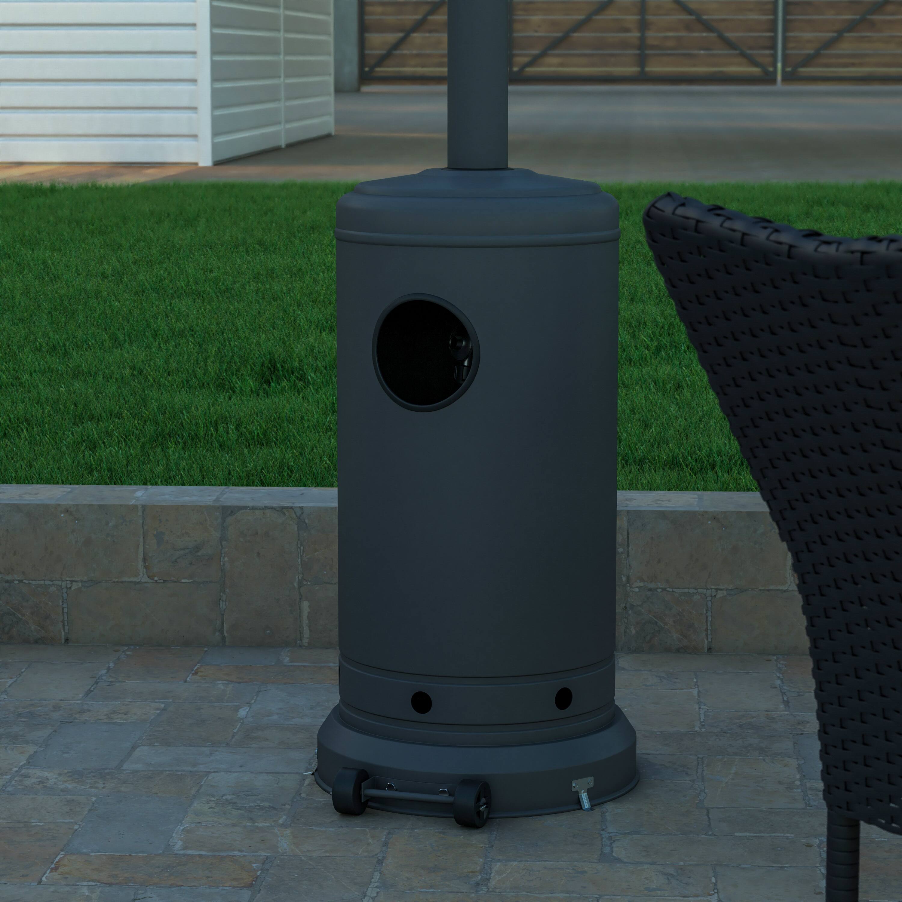 Alt View 4. Emma + Oliver - Outdoor Patio Heater - 7.5 Feet Round Steel Patio Heater - 40,000 BTU's - Slate Gray.