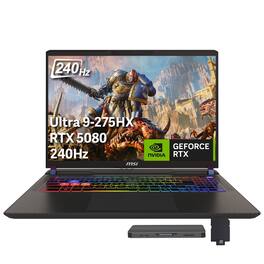 MSI - Vector 16" 240Hz QHD+ Gaming Laptop,Intel Ultra 9-275HX,GeForce RTX 5080,64GB RAM,4TB SSD+1TB Dock Set,Win 11 - Gray