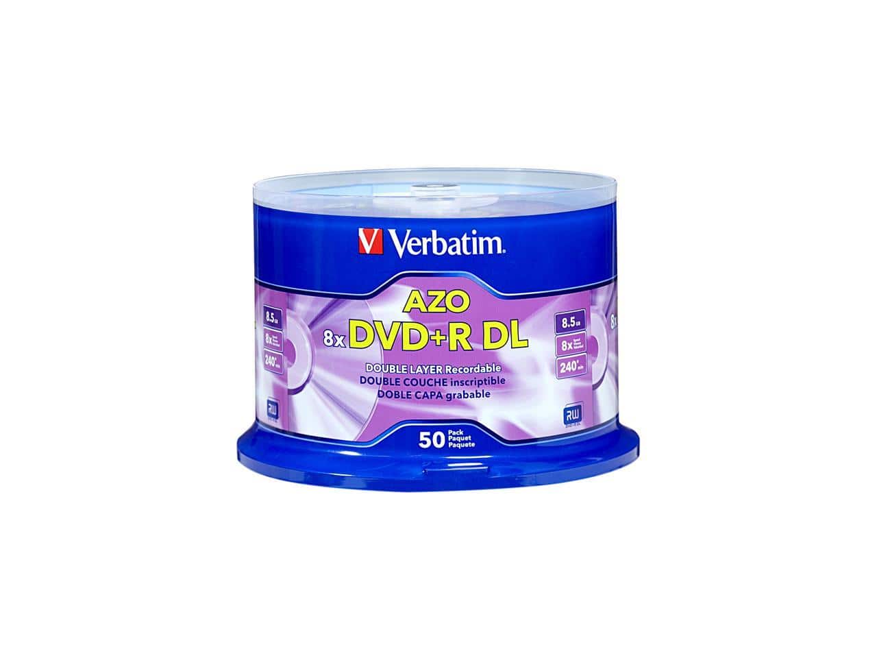 Verbatim - DVD+R DL 8.5GB 8X with Branded Surface - 50pk Spindle