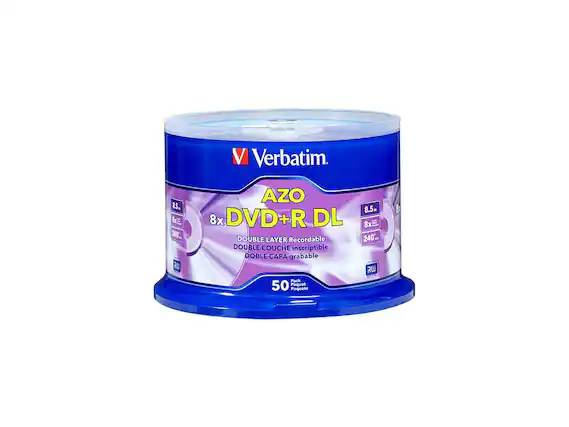 Verbatim AZO 8x DVD+R DL DOUBLE LAYER Recordable DOUBLE COUCHE inscriptible DOBLE CAPA grabable Pack 50 Paquet Paquete 8.5w 8x 240 RW