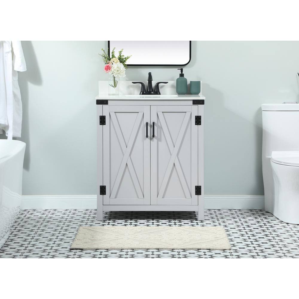 Alt View 3. Elegant Kitchen and Bath - 30 inch Single bathroom vanity in grey with backsplash - Grey.