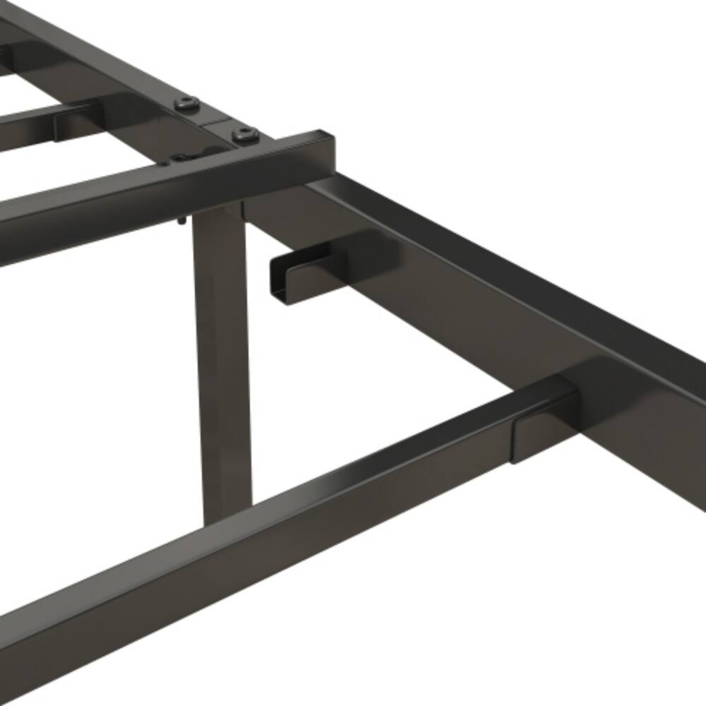 Alt View 2. LUCKY ONE - King Size Platform Bed Frame with USB Outlets and Shelf, Heavy Duty Metal Slats, No Box Spring Needed, Under-Bed Storage - Light Gray.