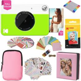 Kodak - Printomatic Instant Camera Gift Bundle with Pink Case, 20 Zink Sheets, Album & More - Green