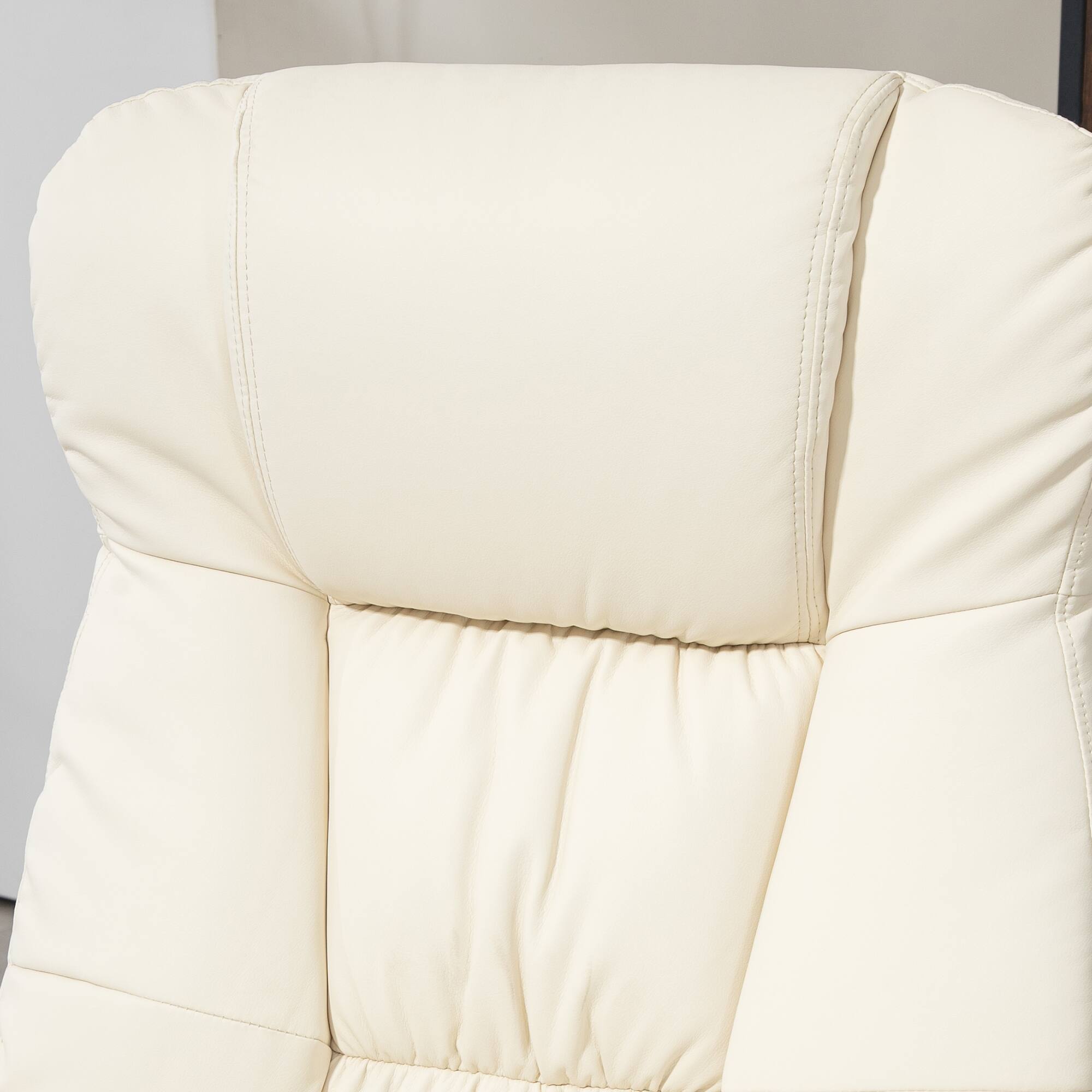 Alt View 6. Homcom - Leather Recliner Chair with Ottoman, Swivel Recliner and Ottoman with Round Wrapped Base for Living Room - Cream White.