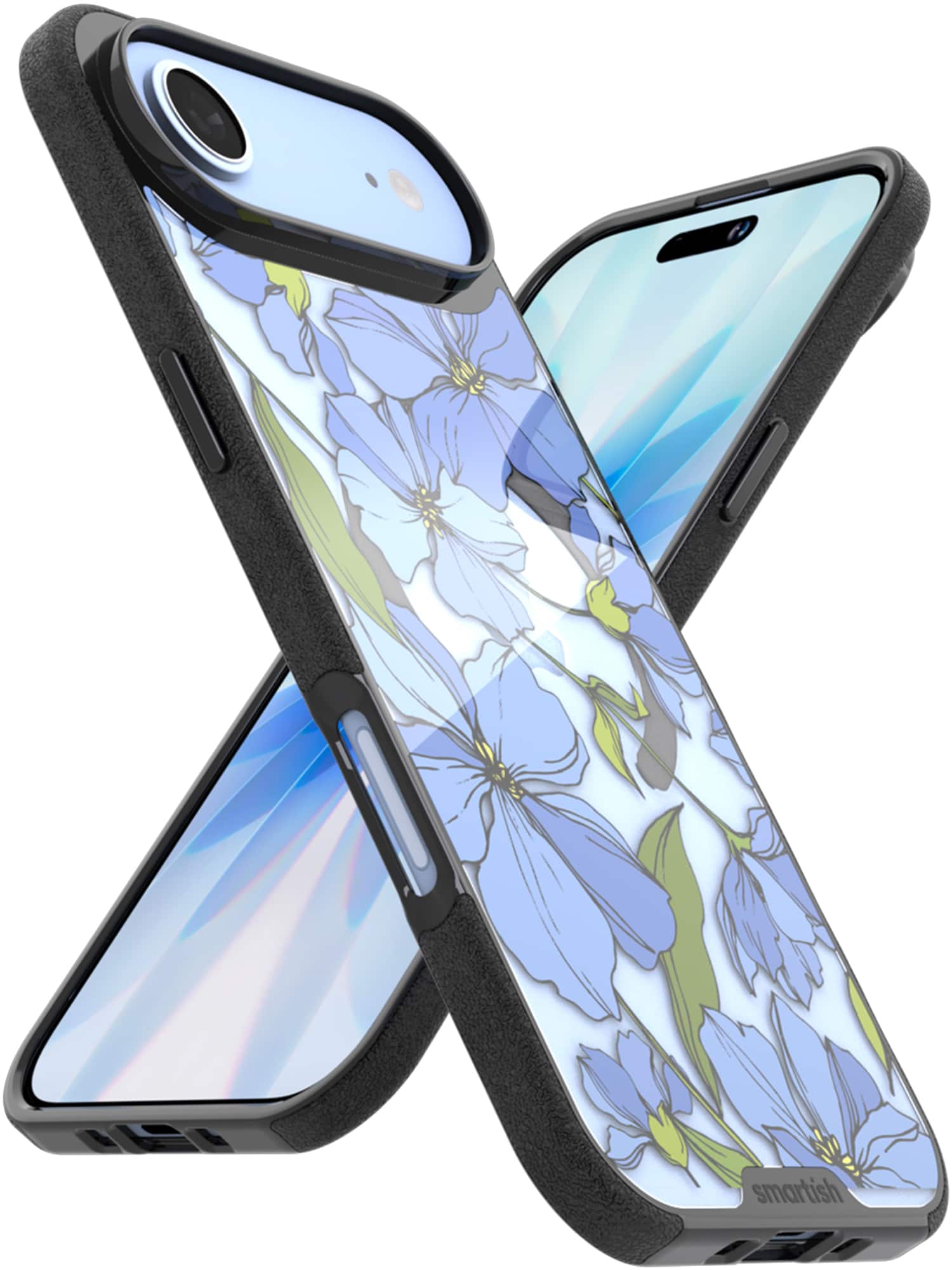 Smartish - iPhone Air MagSafe Case - Gripmunk Protective Slim Grip Magnetic Cover - Blue Blossoms - Blue Blossoms (MagSafe)