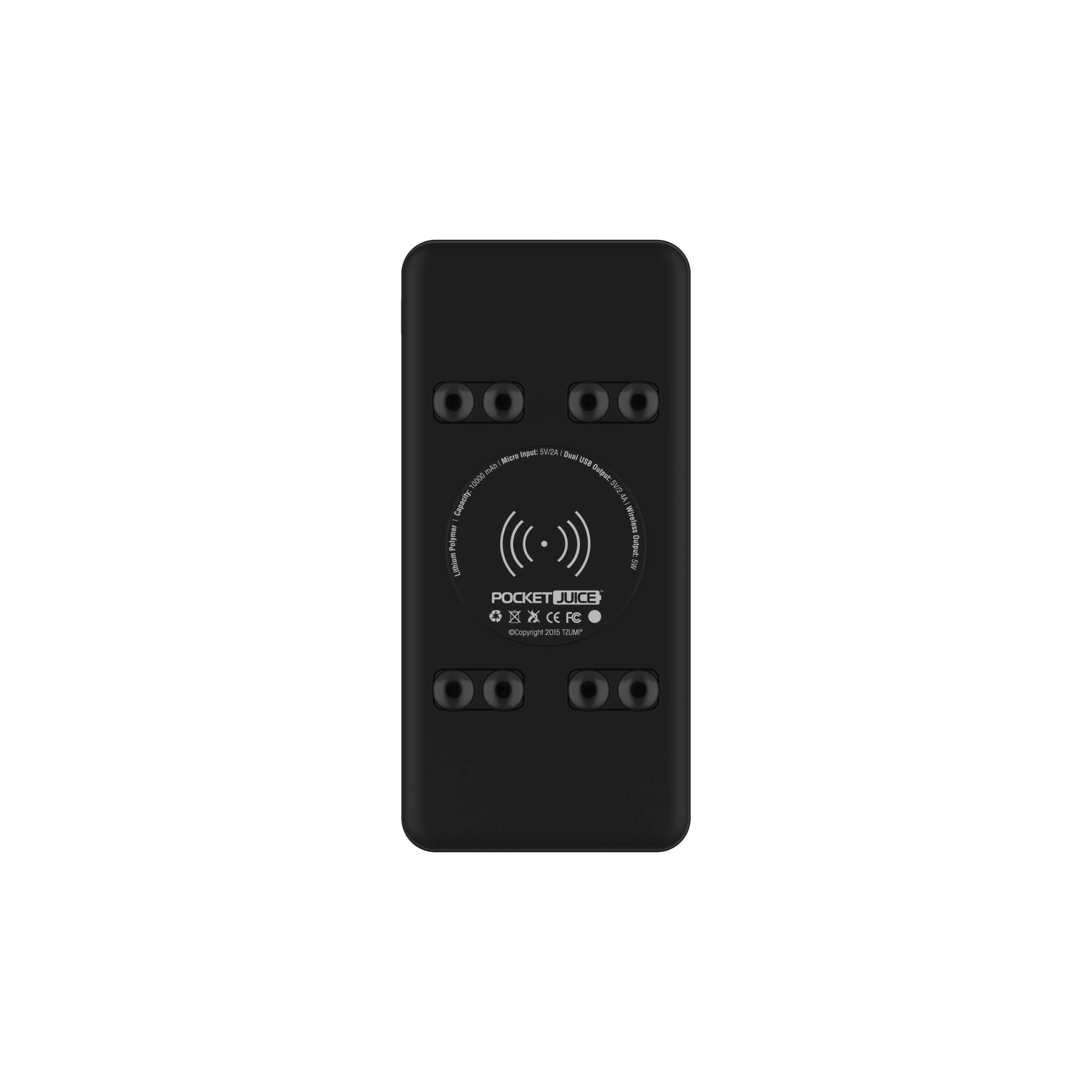 Pocket Juice - Wireless Plus 10K Power Bank – 3-in-1 10,000mAh Portable Charger with High-Speed Wireless Charging - Black