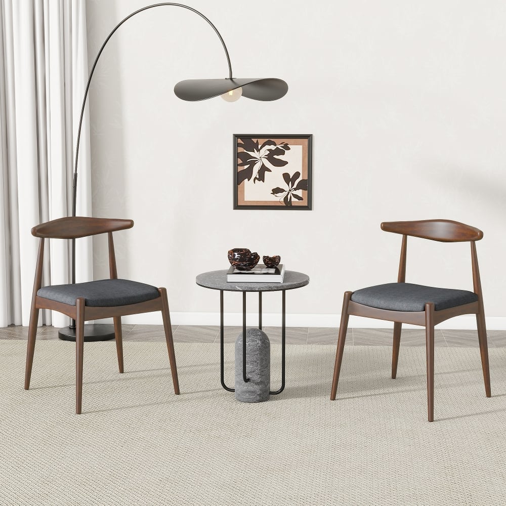 Loheer - Rubberwood Dining Chairs Set of 2 Ergonomic Walnut - Walnut/Charcoal price history on PriceWatchPro