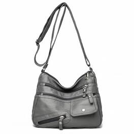 Fabibe - Crossboby Bag For Women - Soft Pu Leather Multi-pocket Shoulder Handbag With Adjustable Strap - Grey 1