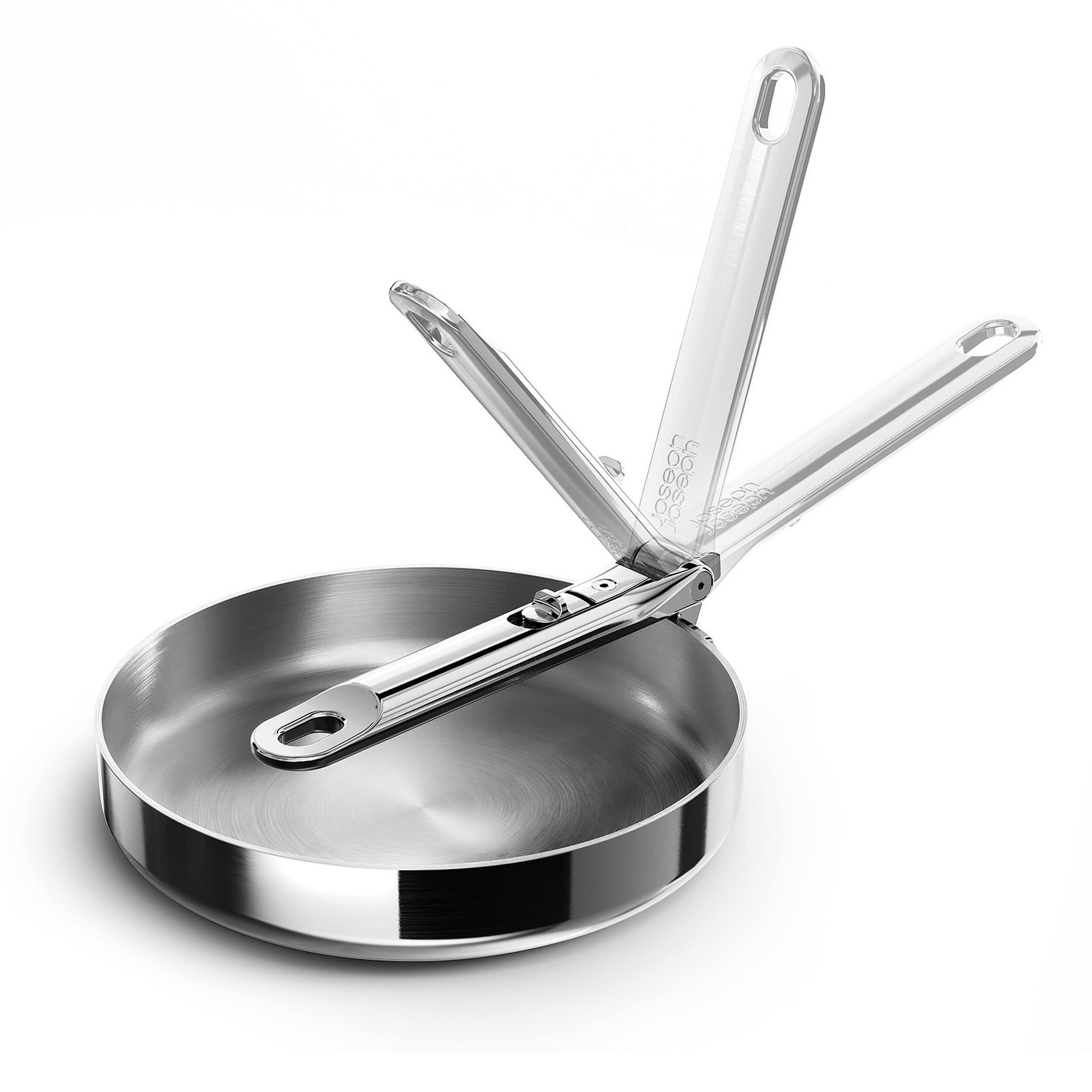 Front. Joseph Joseph - Space Steel 8'' Stainless Steel Frying Pan with Folding Handle - Stainless Steel.