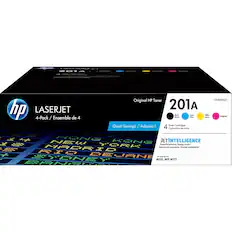 E --- n A doeeiie.. hp LASERJET 4-Pack / Ensemble de 4 Original HP Toner CF400AQ1 201A Back Cyas Tallow Naire da Jouna Mogente Great / Aubaine | Toner Cortridges Savings! 4 Cortouches de oner - 4 ChlS d JETINTELLIGENCE HEWI - F ---- LL ONE Powerful printing Energy smart. MACE - TORK Impression puissante. Energie intelligente." - - CS JANE Laser2e ne M252, MFP M277