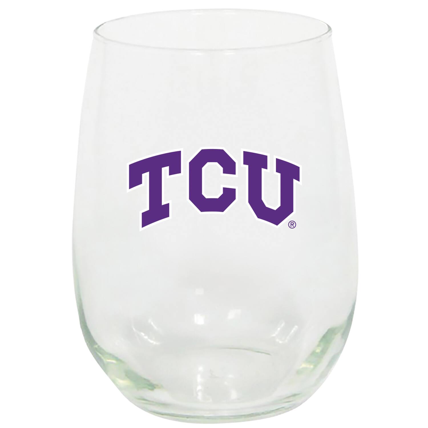Front. The Memory Company - TCU Horned Frogs 15oz. Stemless Wine Glass - Multicolor.