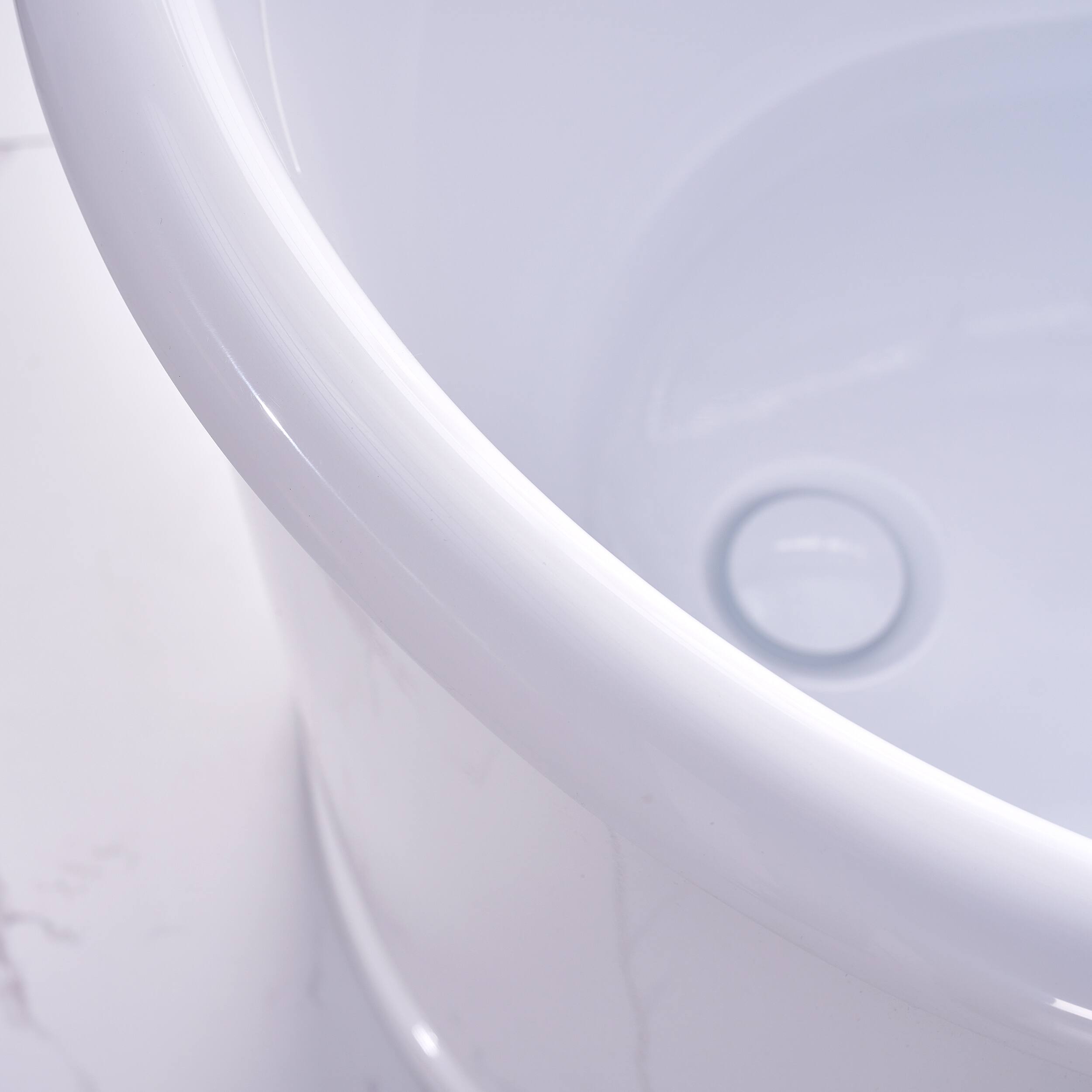 Alt View 6. WELLFOR - Luxor 66 in. x 30 in. Acrylic Oval Freestanding Soaking Bathtub with Drain and Overflow - White.