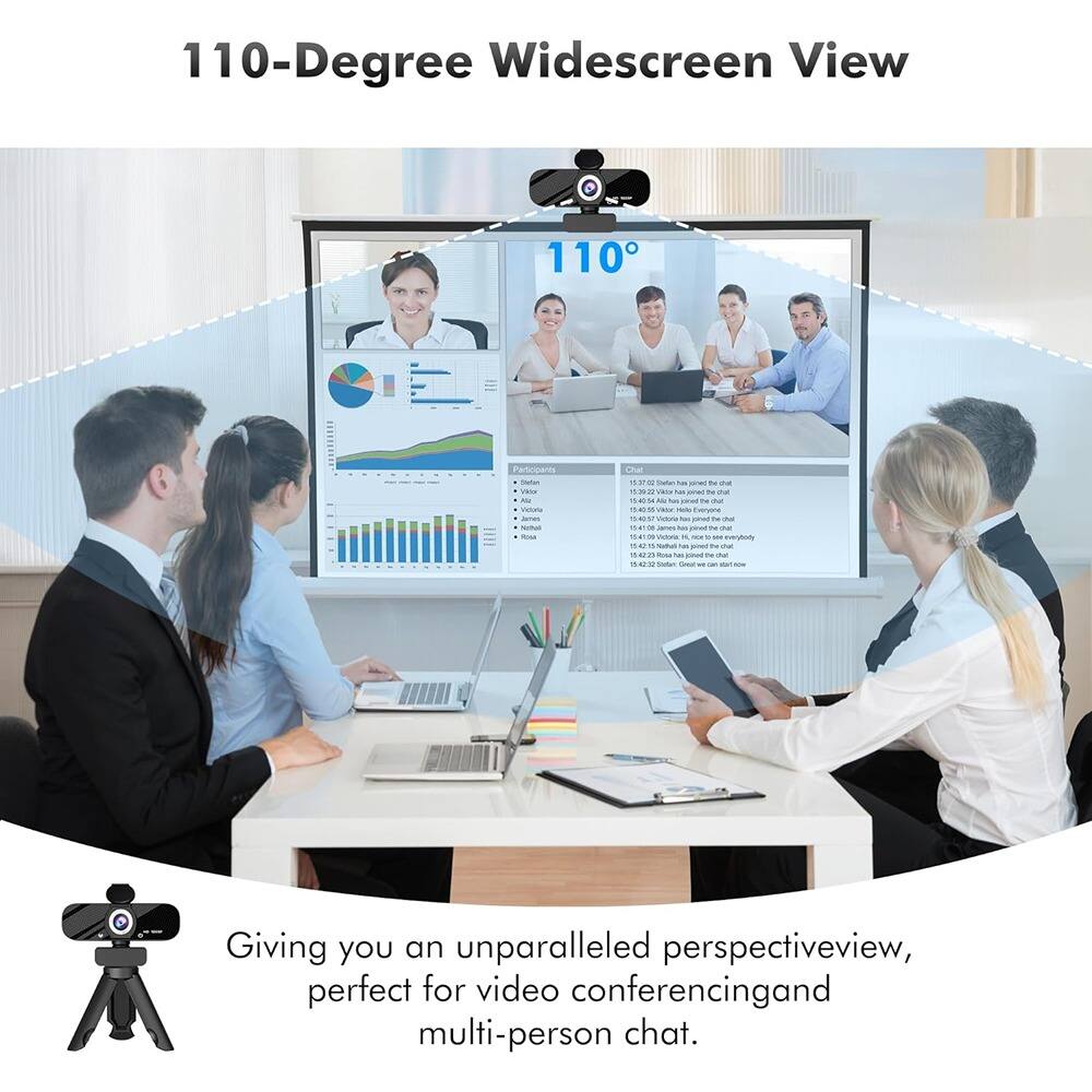 110-Degree Widescreen View

Giving you an unparalleled perspective view, perfect for video conferencing and multi-person chat.