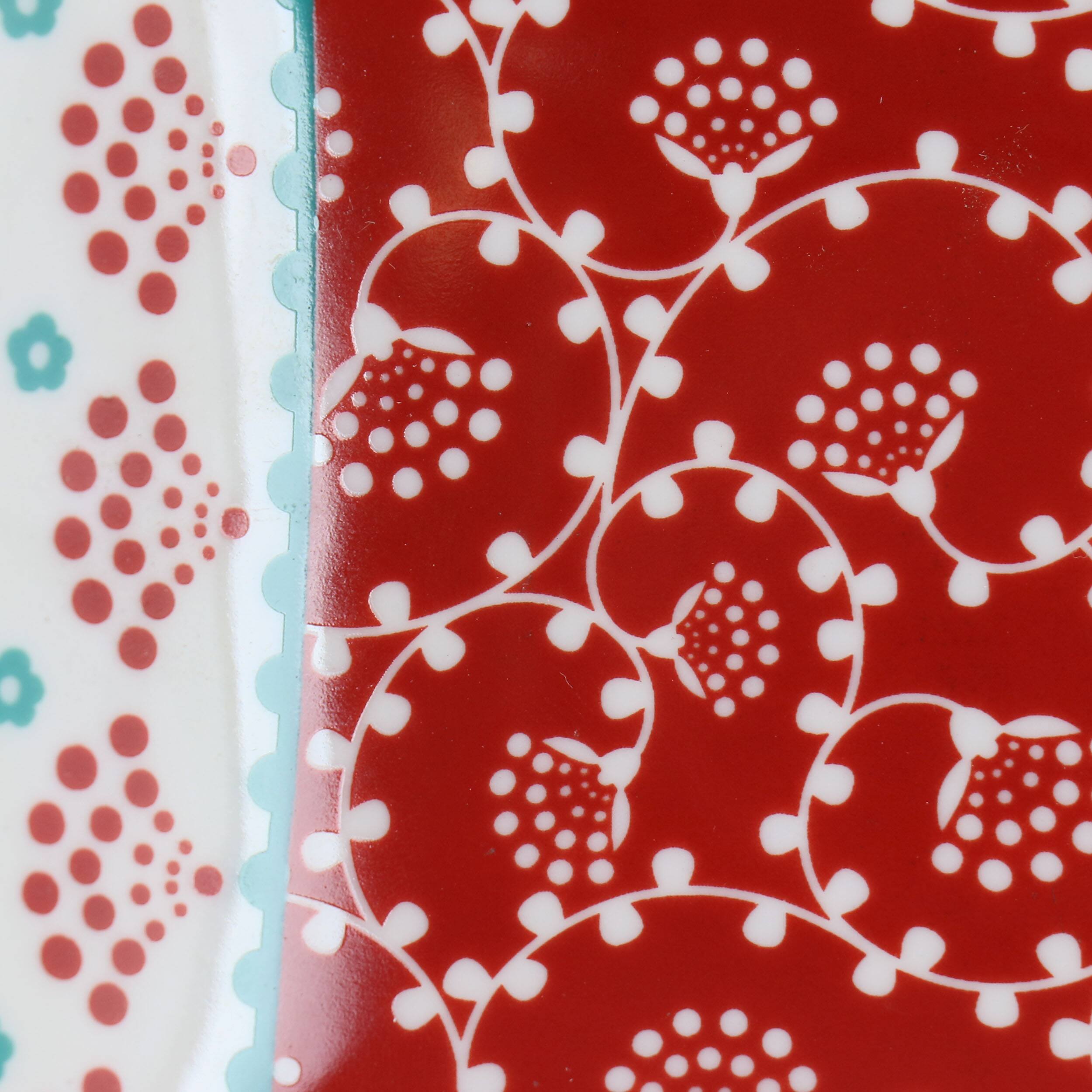 Alt View 4. Gibson - Gibson Home Village Vines 13.5 Inch Ceramic Rectangular 3 Section Tray in Red - Red.