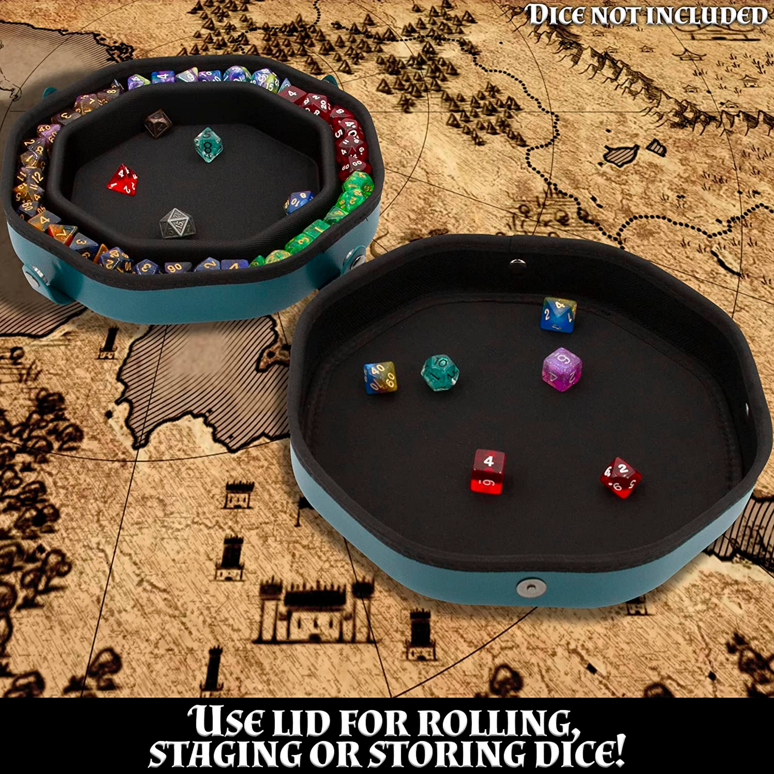 Dice not included

Use lid for rolling, staging or storing dice!