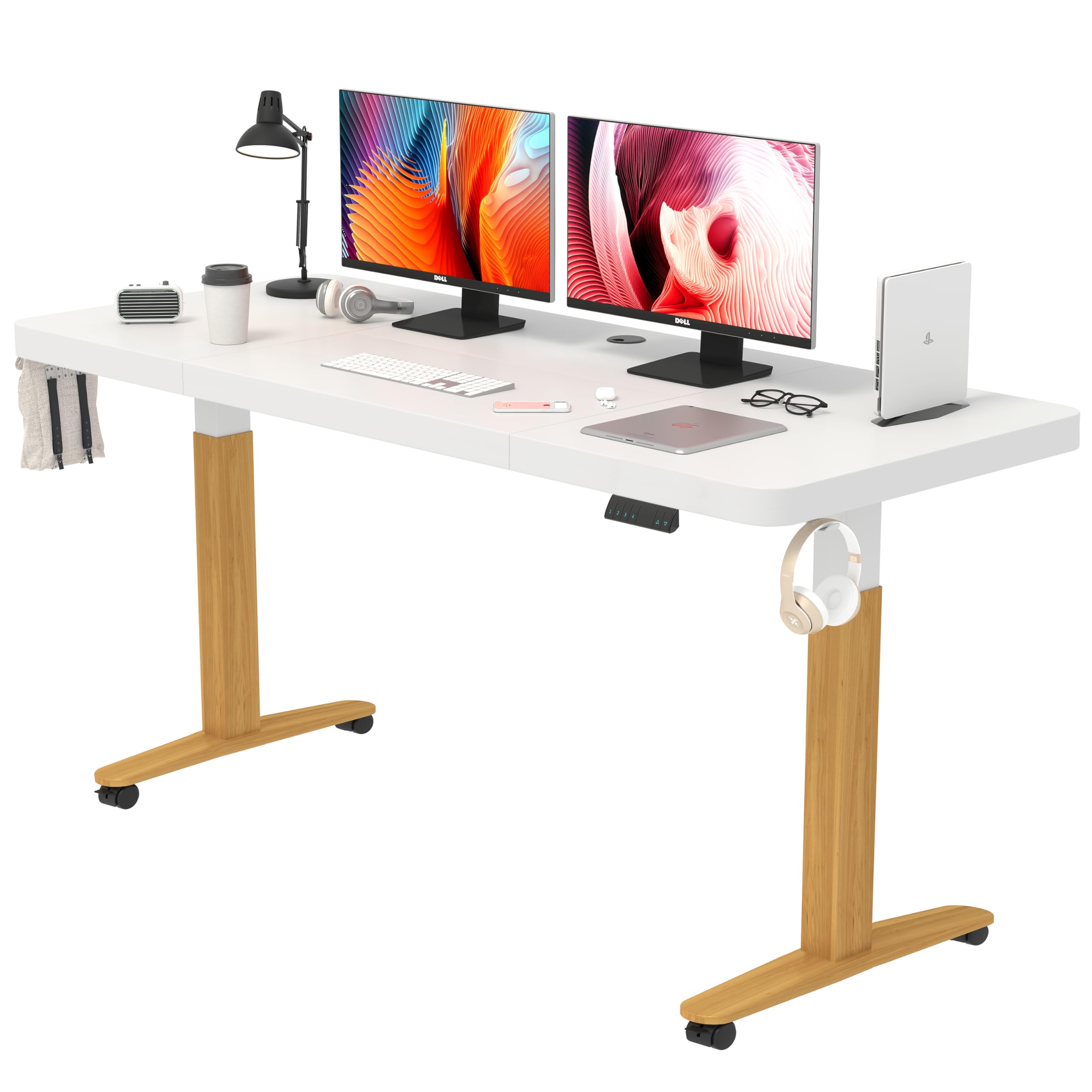 Angle. Hirose Alice - Monomi Electric Height Adjustable Standing Desk, Ergonomic Home Office Sit/Stand Up Desk (Steel Frame/Top) - Black+brown 40.