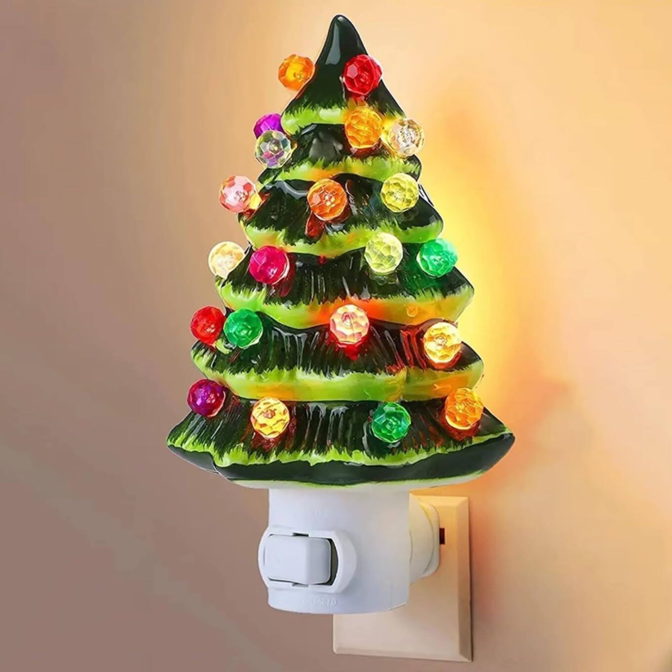 ACJPR - Christmas Tree Night Light, Plug-In, LED, Indoor Holiday Decor - Green