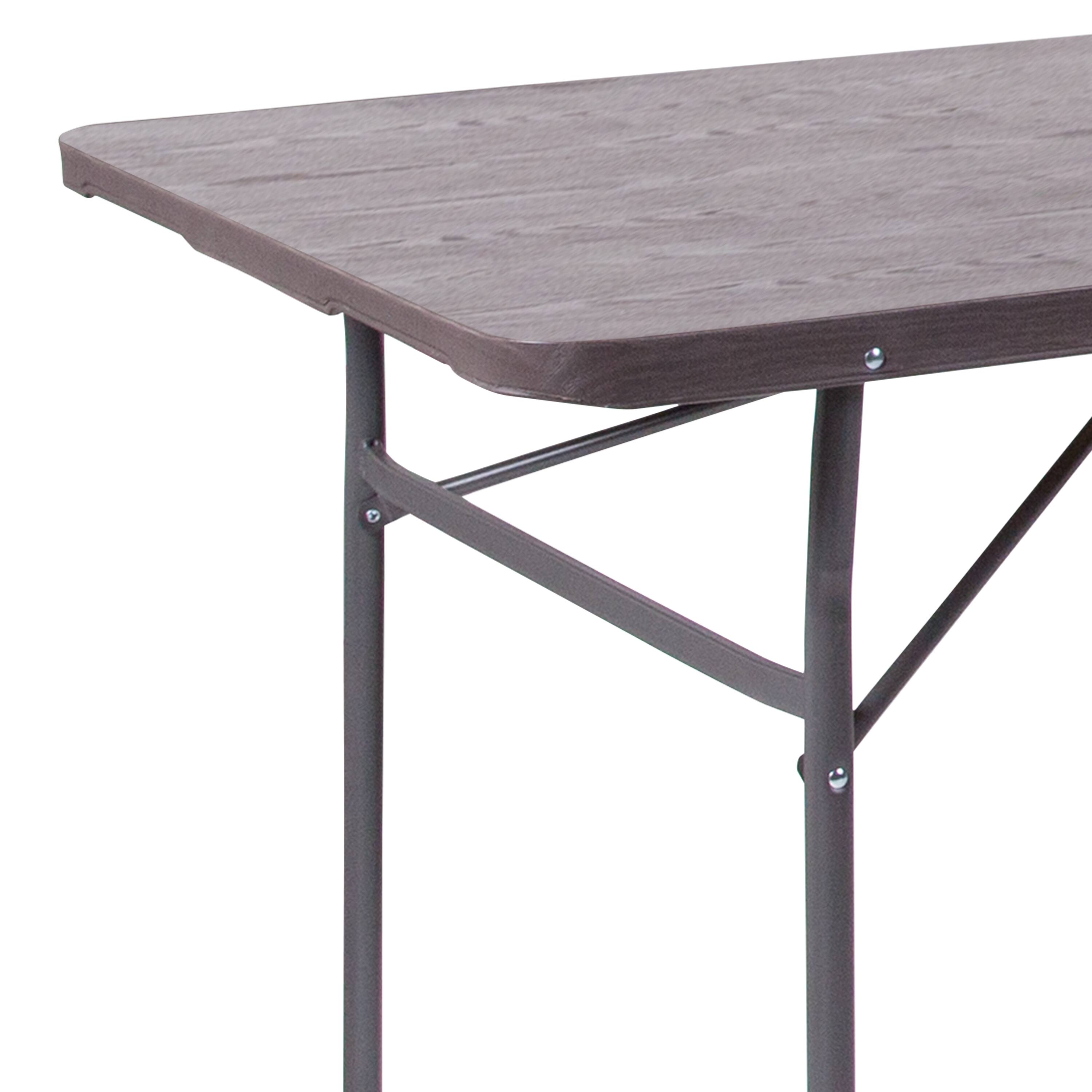 Alt View 16. Alamont Home - 6-Foot Bi-Fold Plastic Banquet and Event Folding Table with Carrying Handle - Brown.