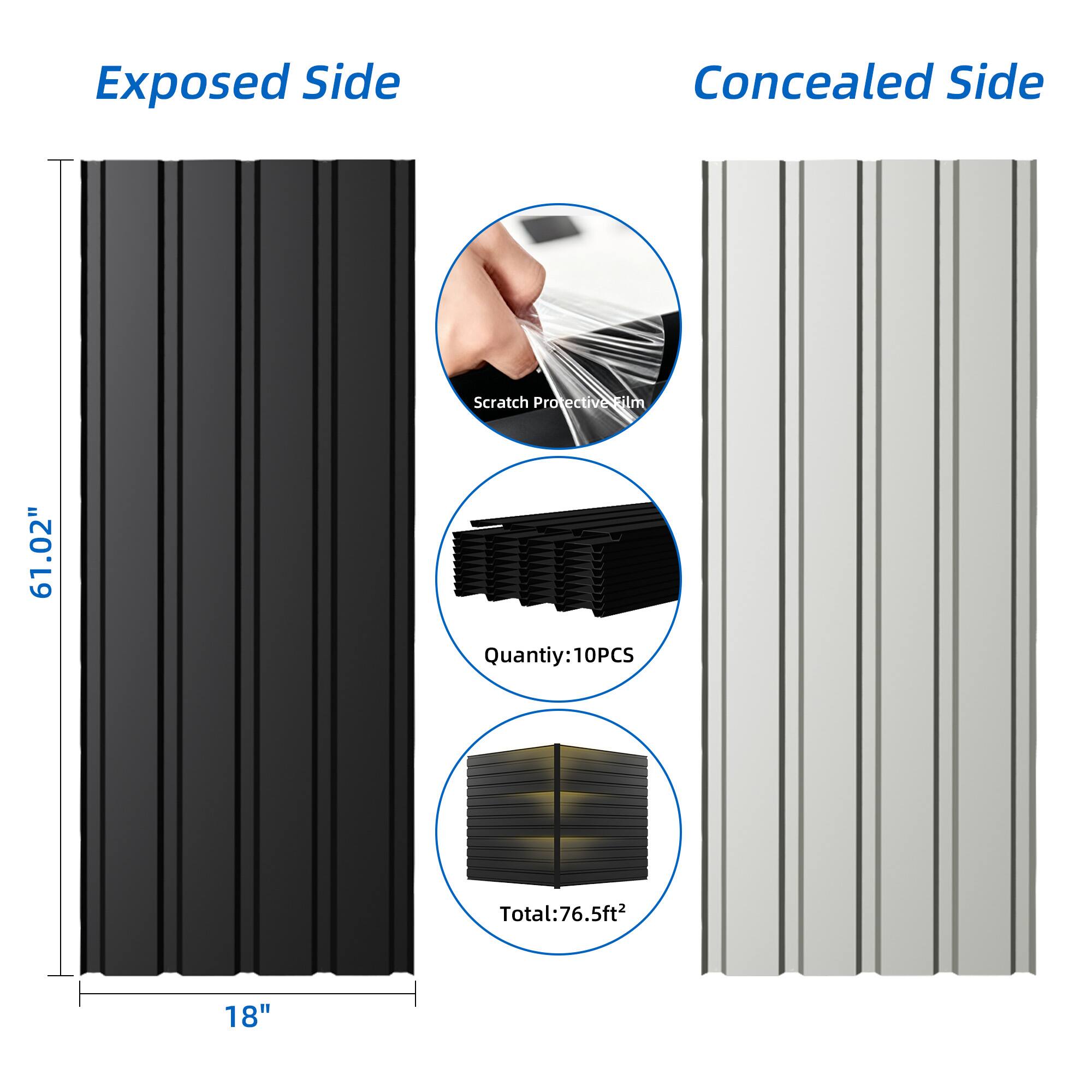 Exposed Side Concealed Side Scratch Protective Film  
61.02" x 18"  
Quantity: 10PCS  
Total: 76.5ft²