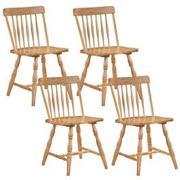 Costway - Windsor Dining Chairs Set of 4 with Turned Legs Curved Spindle Back for Living Room - Natural