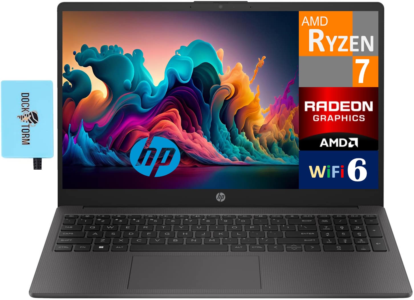 HP - 255 Laptop 15.6 FHD (AMD Ryzen 7 7730U, 32GB DDR4, 1TB PCIe SSD, AMD Radeon, Win 11 Pro) w/USB Hub - Dark Ash Silver