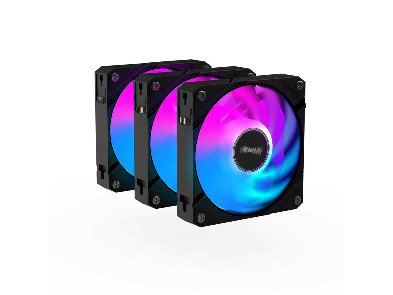 Alt View 3. GIGABYTE - AORUS EZ CHAIN FAN 120 ICE (3-Pack), 120mm Hydro Dynamic Bearing ARGB Computer Case Fan - ARGB.