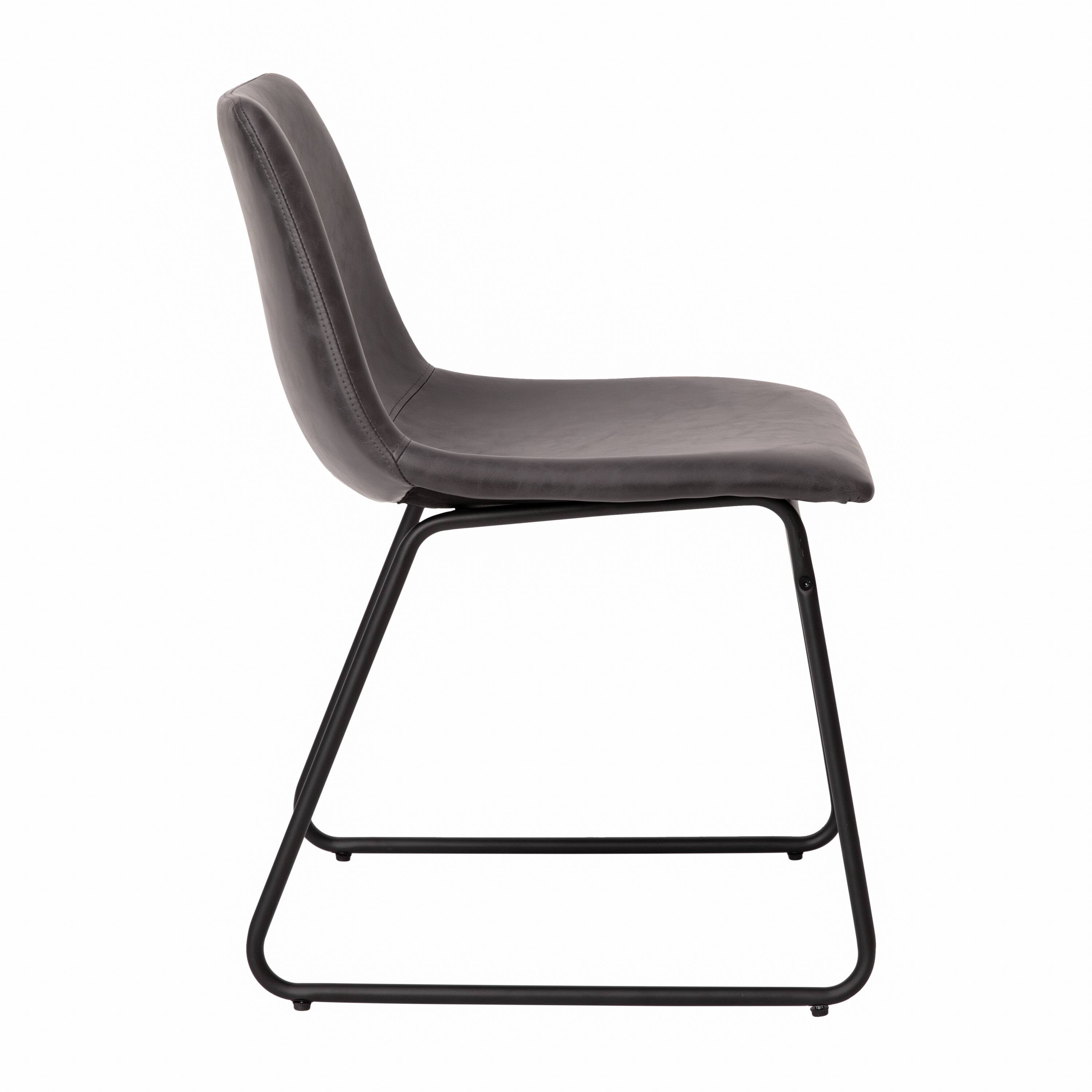 Alt View 20. Alamont Home - 18 Inch Commercial Grade Dining Table Height Chair, Mid-Back Sled Base Dining Chair in LeatherSoft Upholstery, Set of 2 - Gray LeatherSoft/Black Frame.